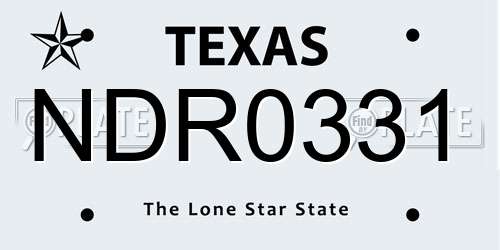 NDR0331 Texas License Plate