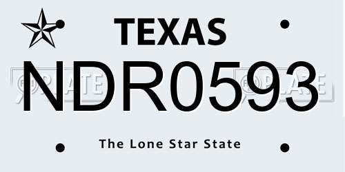 NDR0593 Texas License Plate