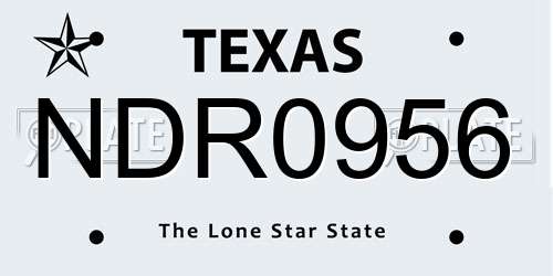 NDR0956 Texas License Plate