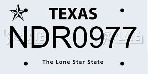 NDR0977 Texas License Plate