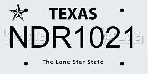 NDR1021 Texas License Plate