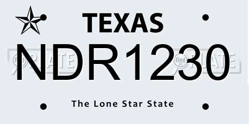 NDR1230 Texas License Plate