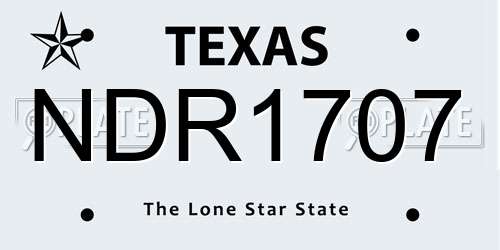 NDR1707 Texas License Plate