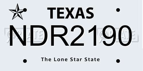 NDR2190 Texas License Plate