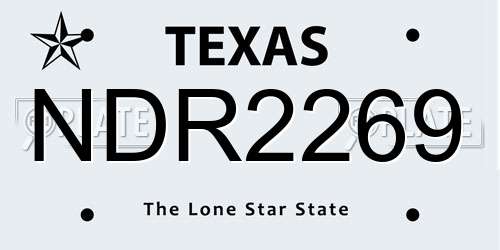 NDR2269 Texas License Plate