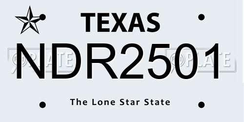 NDR2501 Texas License Plate