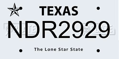 NDR2929 Texas License Plate