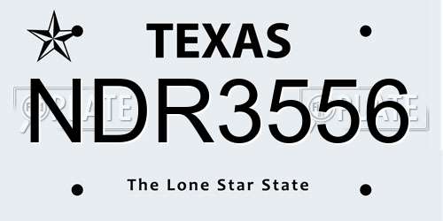 NDR3556 Texas License Plate