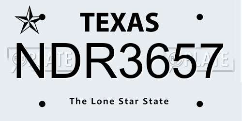 NDR3657 Texas License Plate