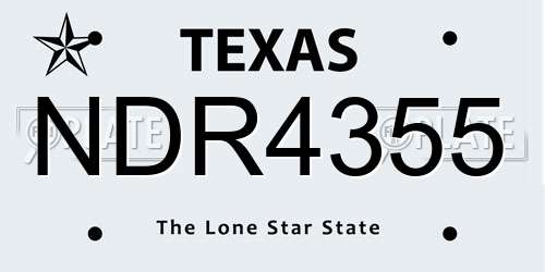 NDR4355 Texas License Plate