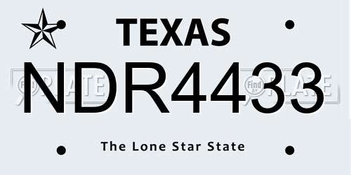 NDR4433 Texas License Plate