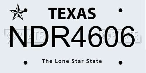 NDR4606 Texas License Plate