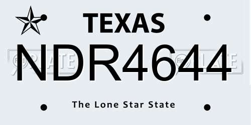 NDR4644 Texas License Plate