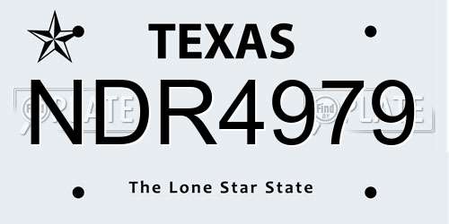 NDR4979 Texas License Plate