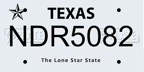 NDR5082 Texas License Plate