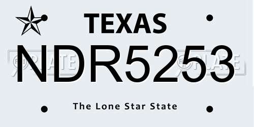 NDR5253 Texas License Plate