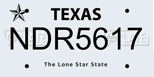 NDR5617 Texas License Plate