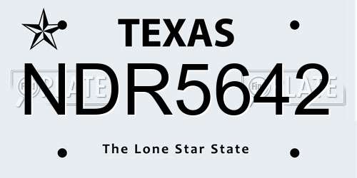 NDR5642 Texas License Plate