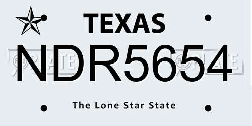 NDR5654 Texas License Plate