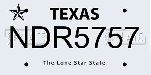 NDR5757 Texas License Plate