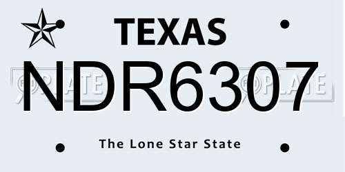 NDR6307 Texas License Plate
