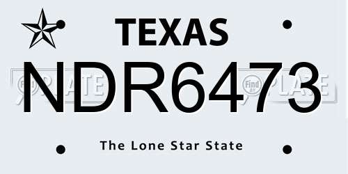 NDR6473 Texas License Plate