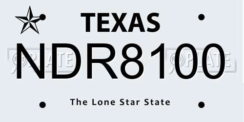 NDR8100 Texas License Plate