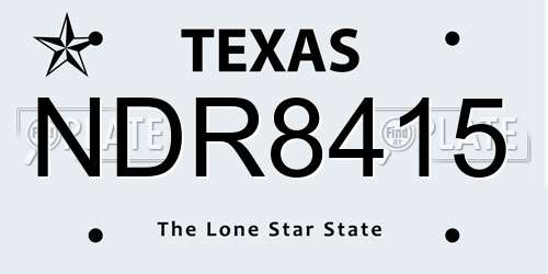 NDR8415 Texas License Plate