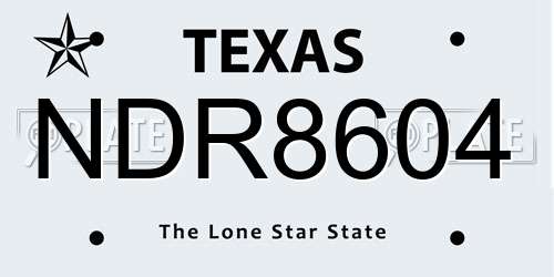 NDR8604 Texas License Plate