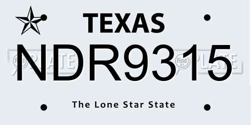 NDR9315 Texas License Plate