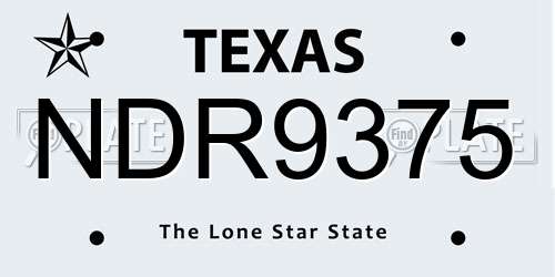 NDR9375 Texas License Plate