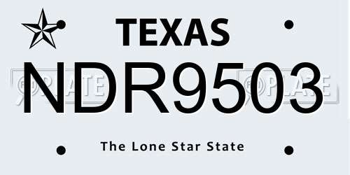 NDR9503 Texas License Plate