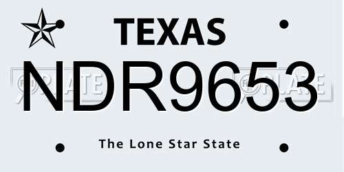 NDR9653 Texas License Plate