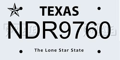 NDR9760 Texas License Plate