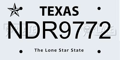 NDR9772 Texas License Plate