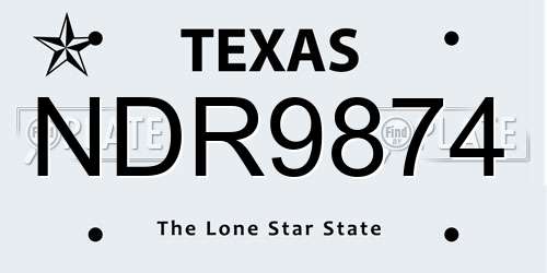 NDR9874 Texas License Plate