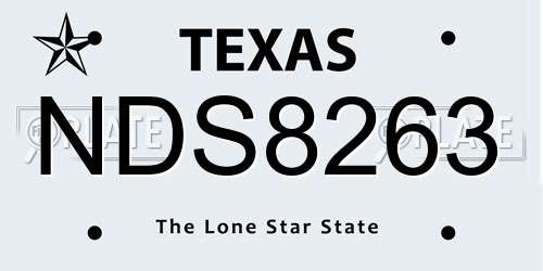 NDS8263 Texas License Plate