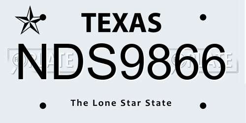 NDS9866 Texas License Plate