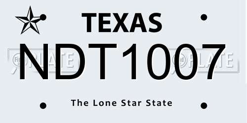 NDT1007 Texas License Plate