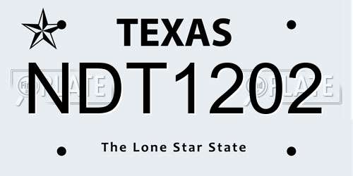 NDT1202 Texas License Plate