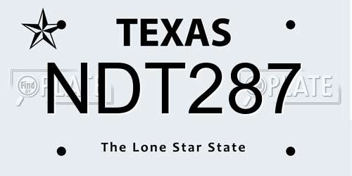 NDT287 Texas License Plate