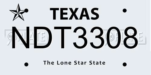 NDT3308 Texas License Plate