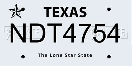 NDT4754 Texas License Plate