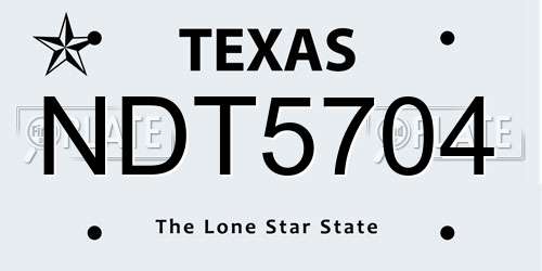 NDT5704 Texas License Plate
