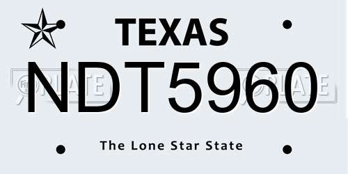 NDT5960 Texas License Plate