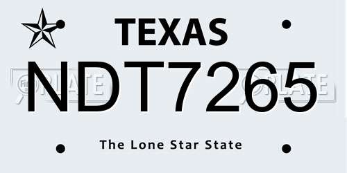 NDT7265 Texas License Plate