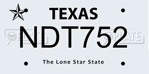 NDT752 Texas License Plate