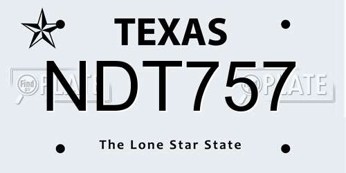 NDT757 Texas License Plate
