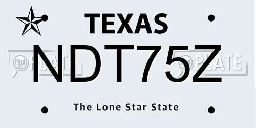 NDT75Z Texas License Plate