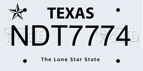 NDT7774 Texas License Plate
